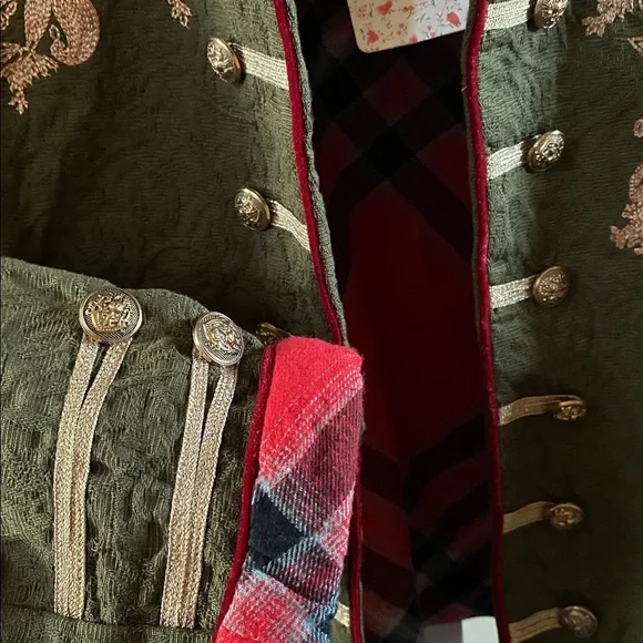 Free People Lauren Band Jacket Military Embroidered Gold Open Front - Picture 5 of 9